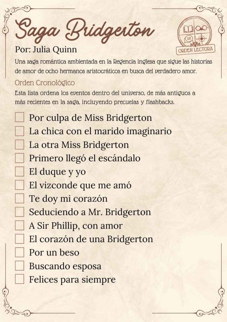 Bridgerton: Libros en orden cronológico
