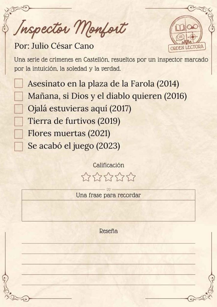 Inspector Monfort Orden libros