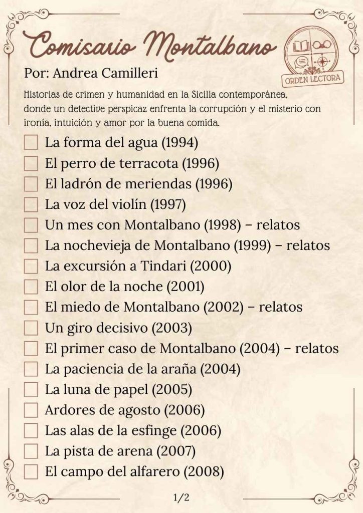 Andrea Camilleri Libros Montalbano Orden (2 páginas)
