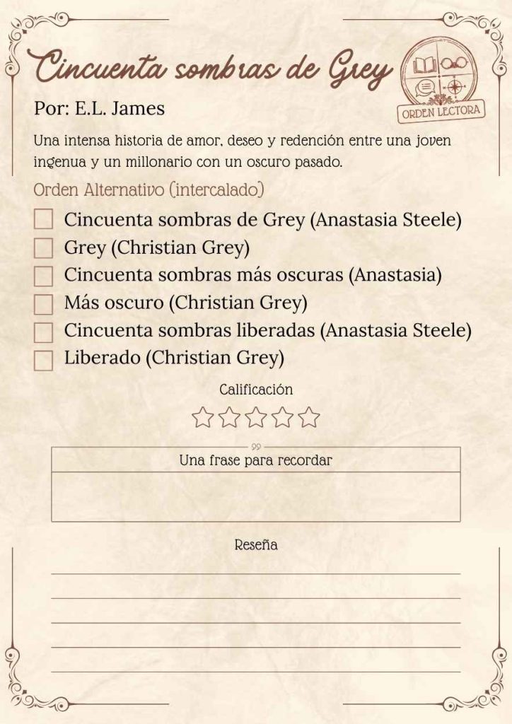 Cincuenta Sombras de Grey Orden Cronológico