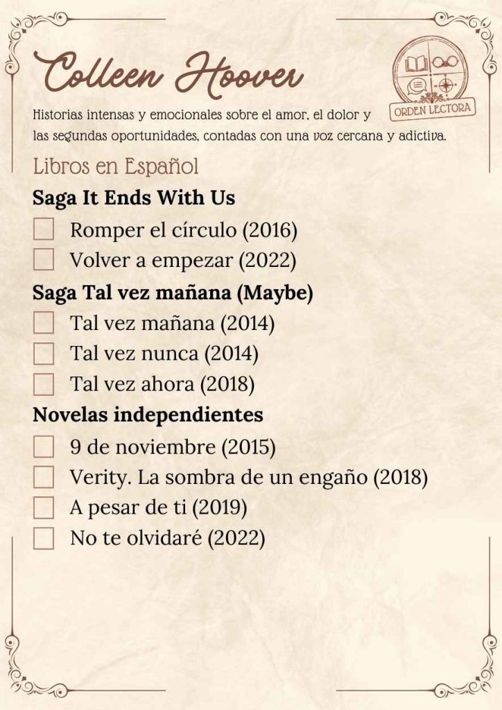 Colleen Hoover Libros en Español Orden