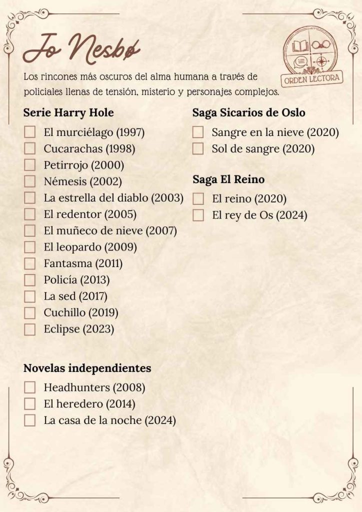 Libros de Jo Nesbo en orden