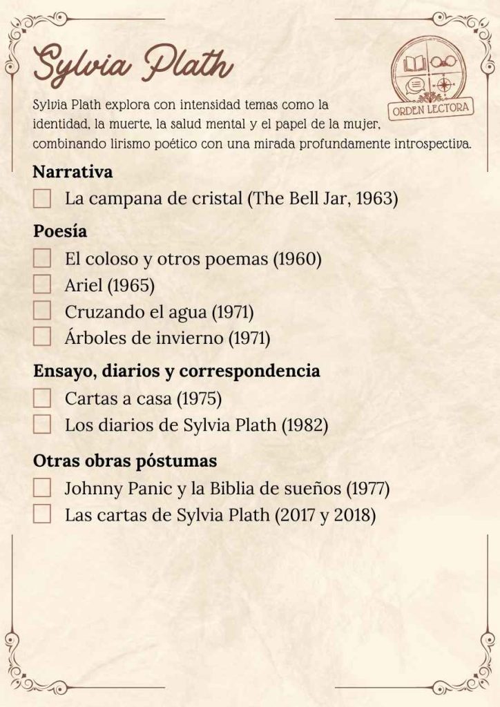 Libros de Sylvia Plath en orden