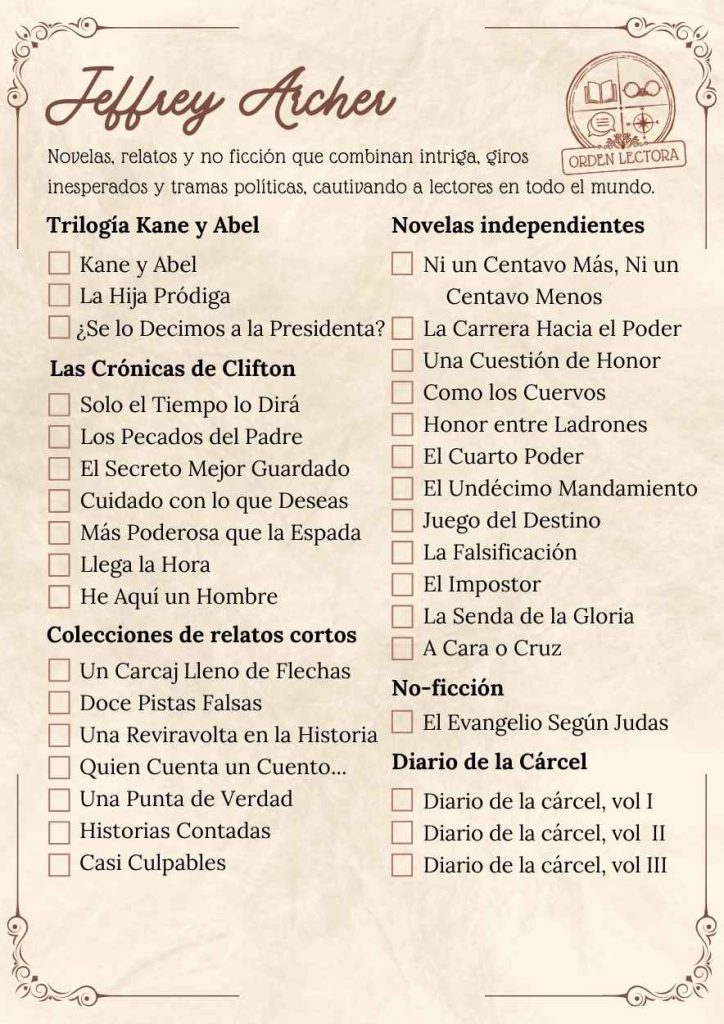 Libros de Jeffrey Archer en Orden