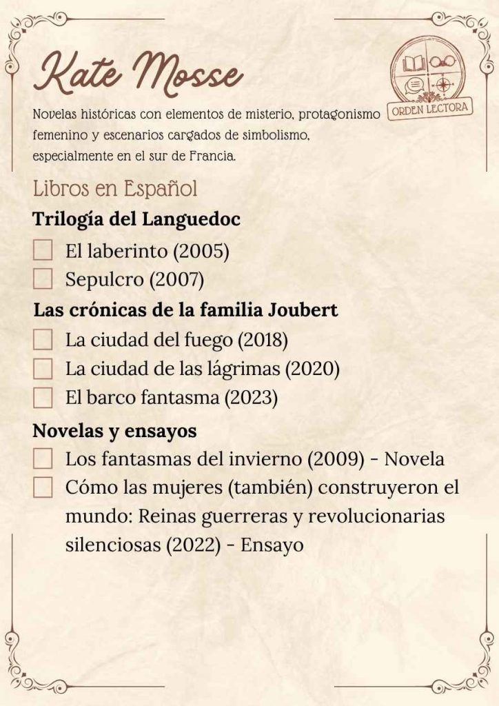 Libros de Kate Mosse en orden