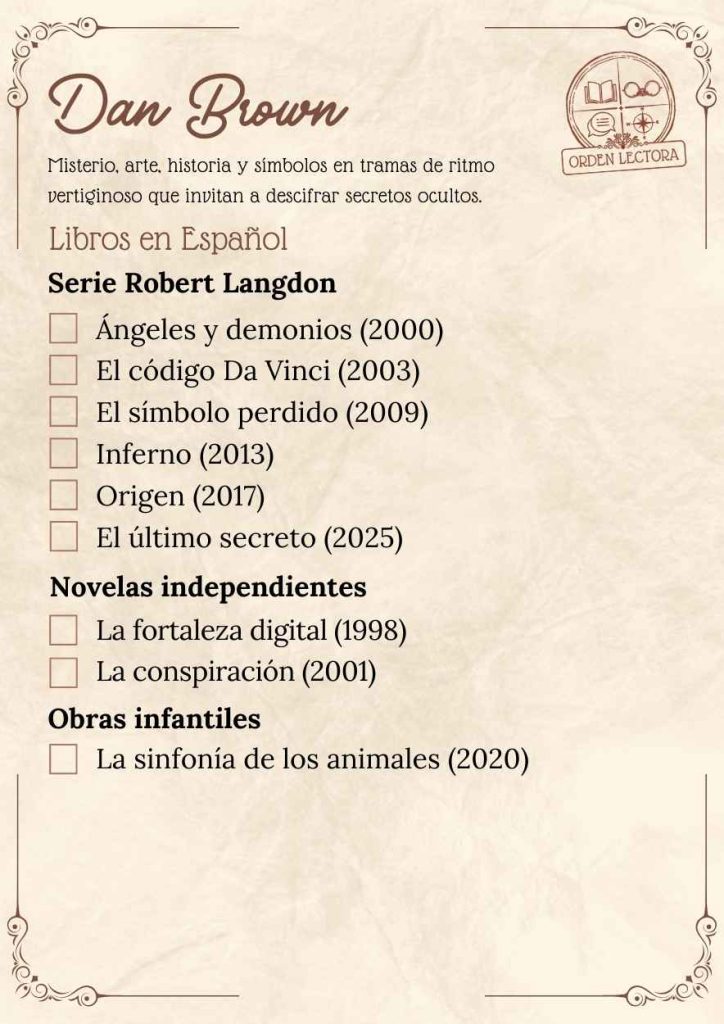 Libros de Dan Brown en orden