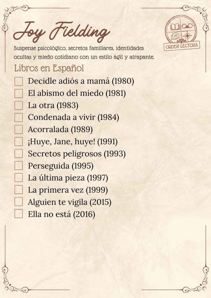 Libros de Joy Fielding en orden