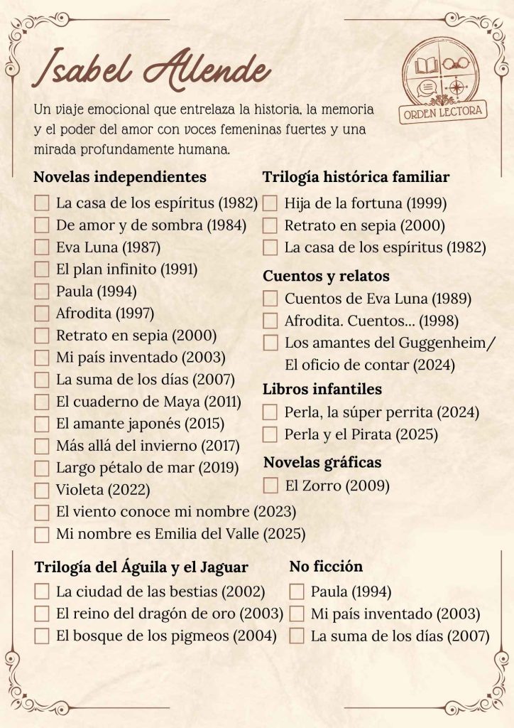 Libros de Isabel Allende en orden
