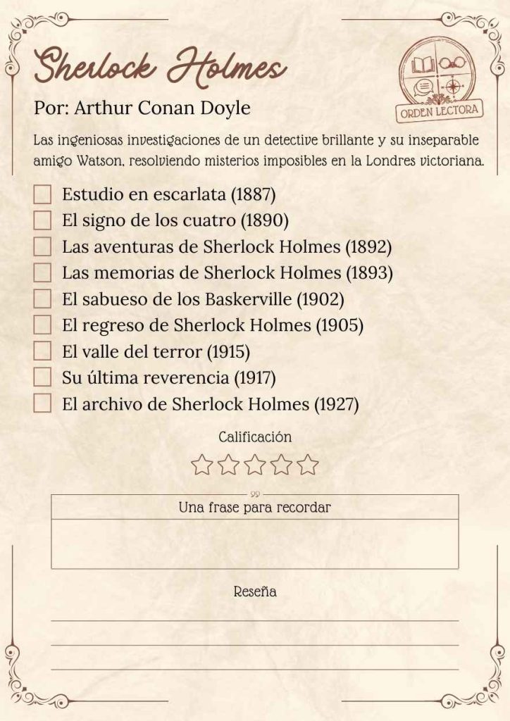 Libros de Sherlock Holmes en Orden