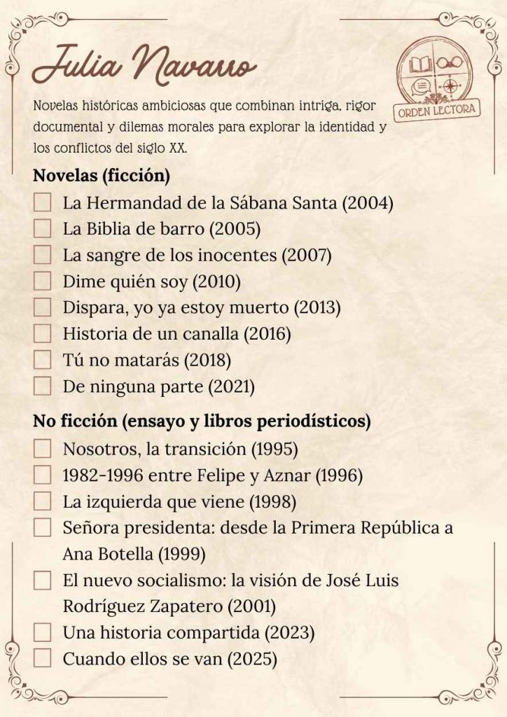 Libros de Julia Navarro en orden