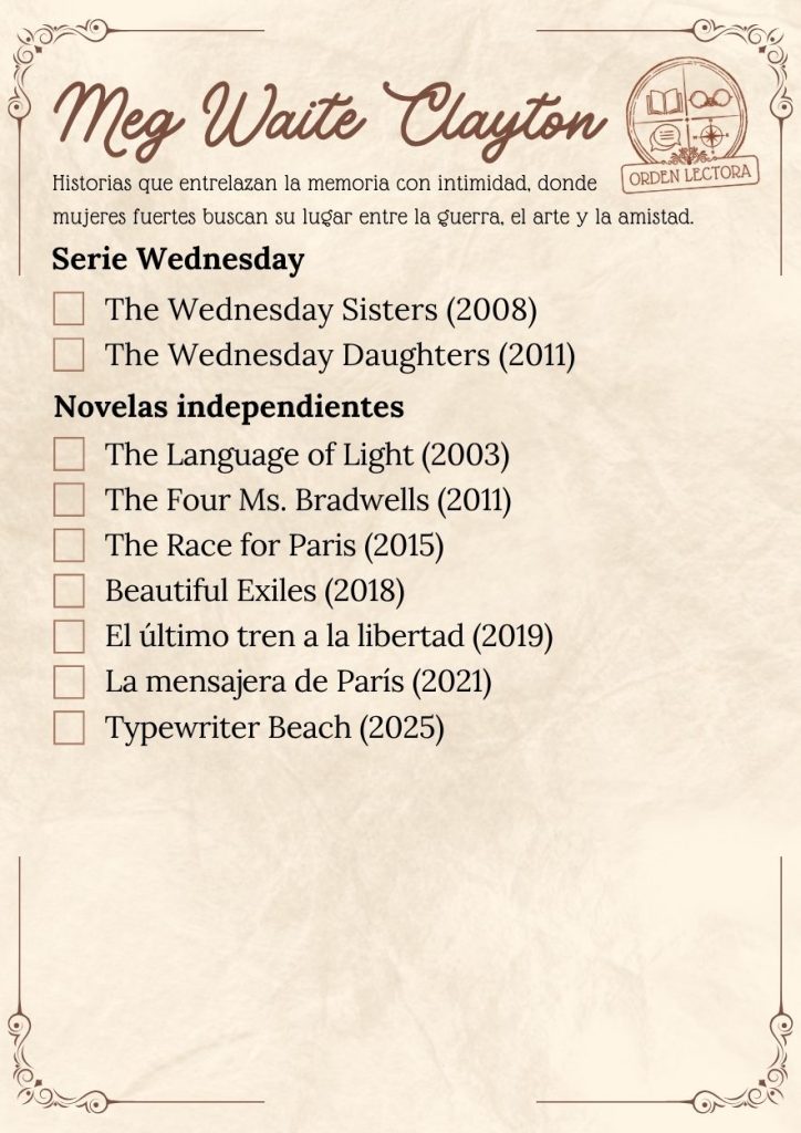 Libros de Meg Waite Clayton en orden