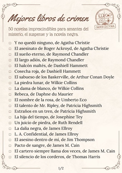 50 Mejores libros de crimen