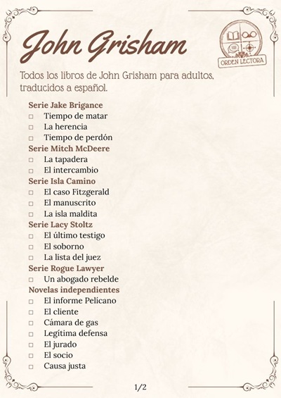 John Grisham libros en orden