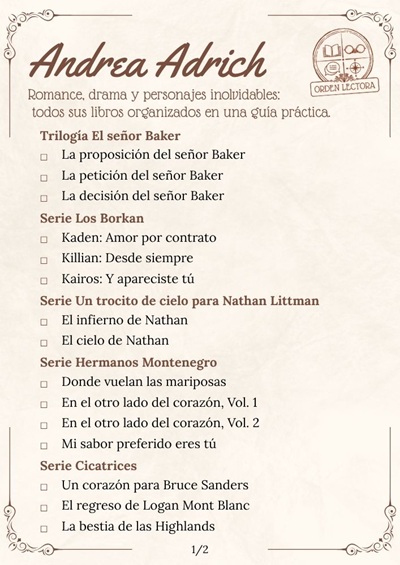 Todos los libros de Andrea Adrich en orden